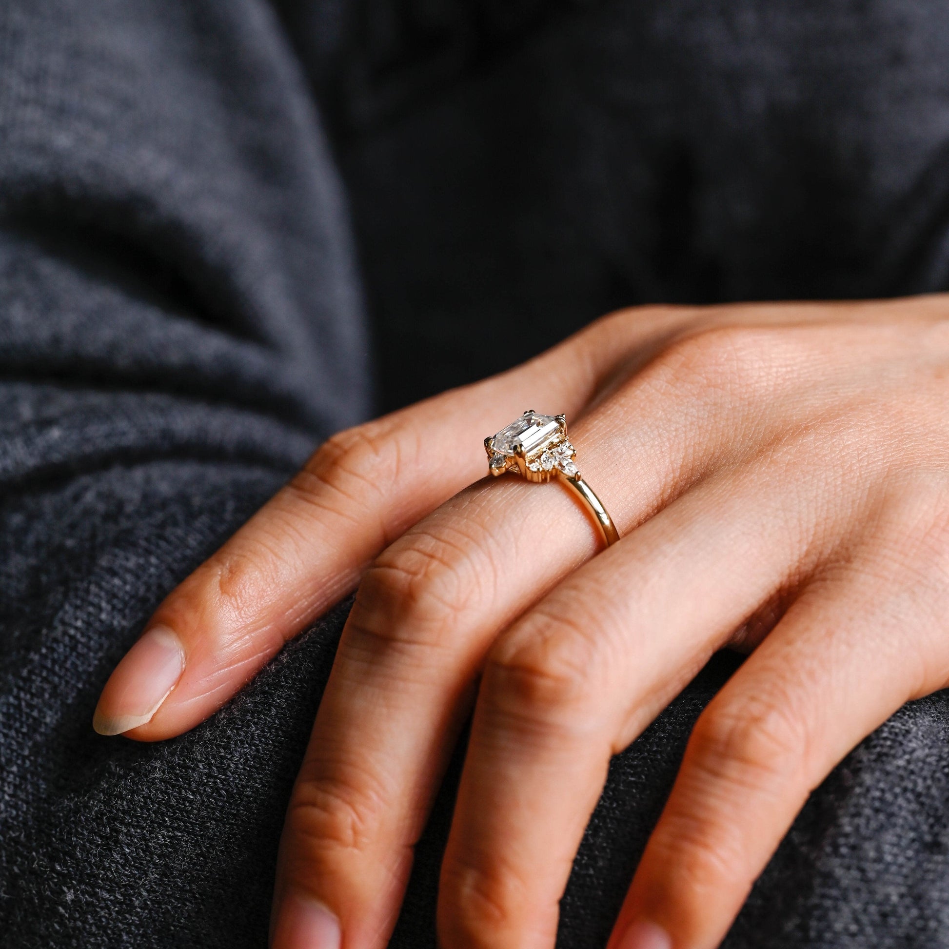 2 CT Emerald Pave Moissanite Engagement Ring