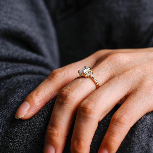 2 CT Emerald Pave Moissanite Engagement Ring