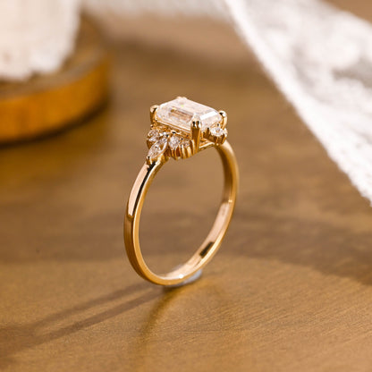 2 CT Emerald Pave Moissanite Engagement Ring