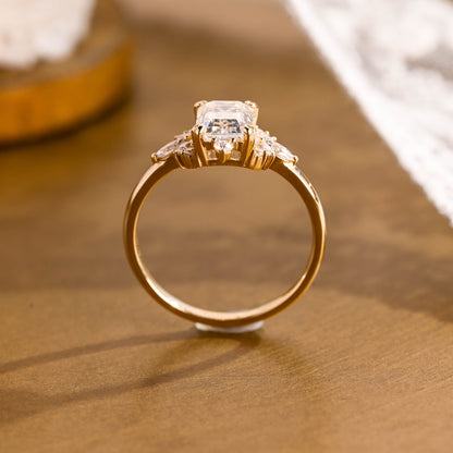 2 CT Emerald Pave Moissanite Engagement Ring