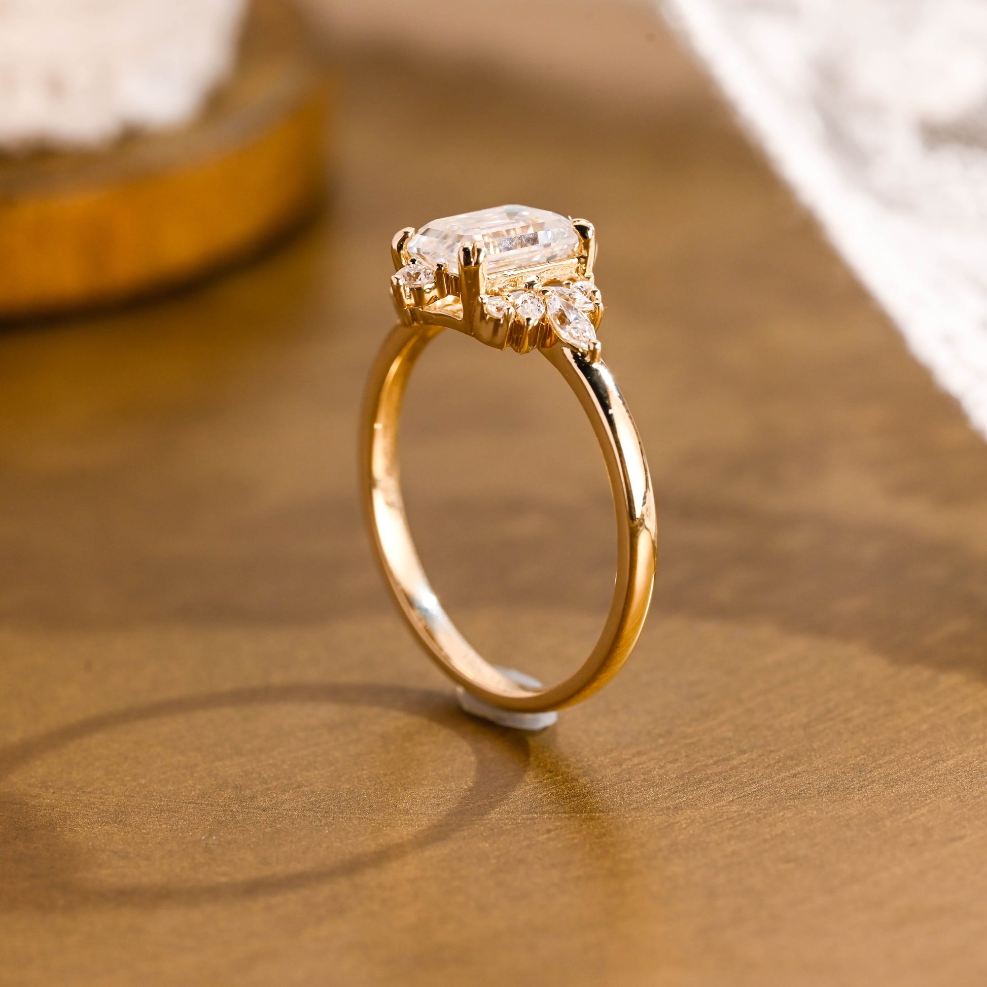 2 CT Emerald Pave Moissanite Engagement Ring