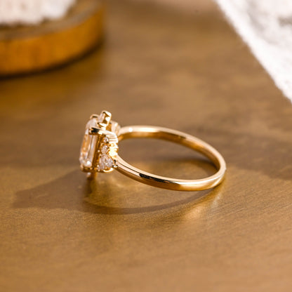 2 CT Emerald Pave Moissanite Engagement Ring