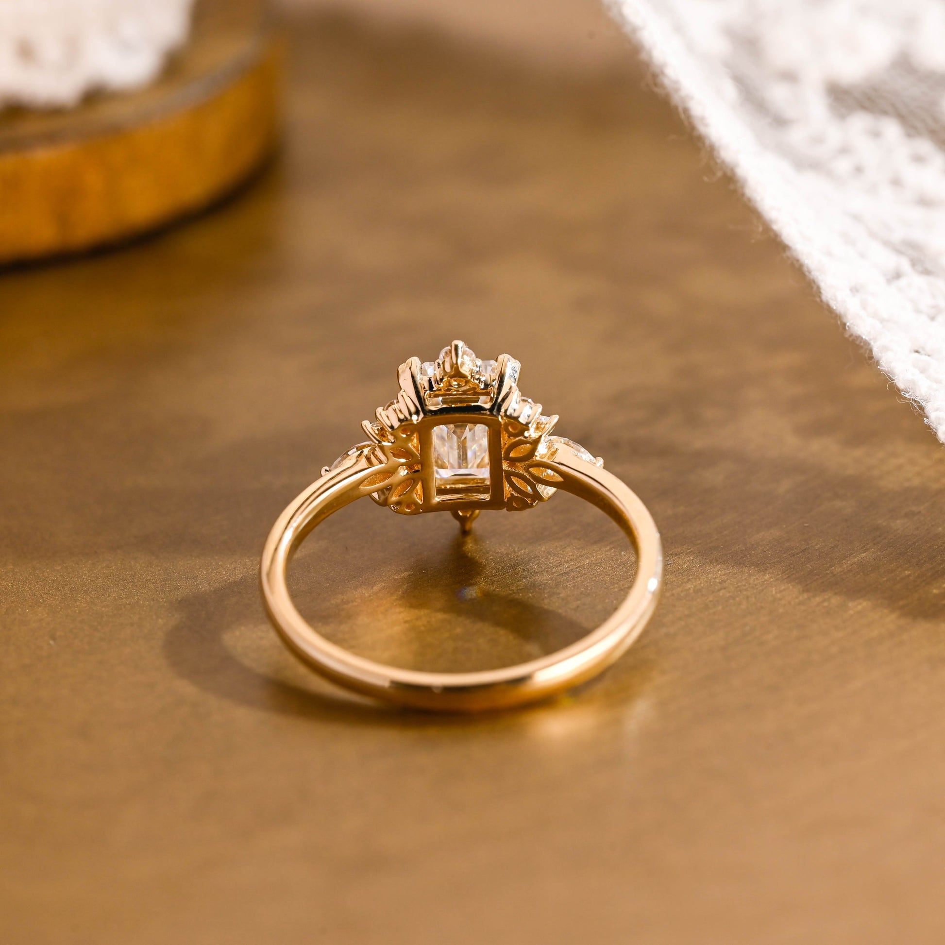 2 CT Emerald Pave Moissanite Engagement Ring