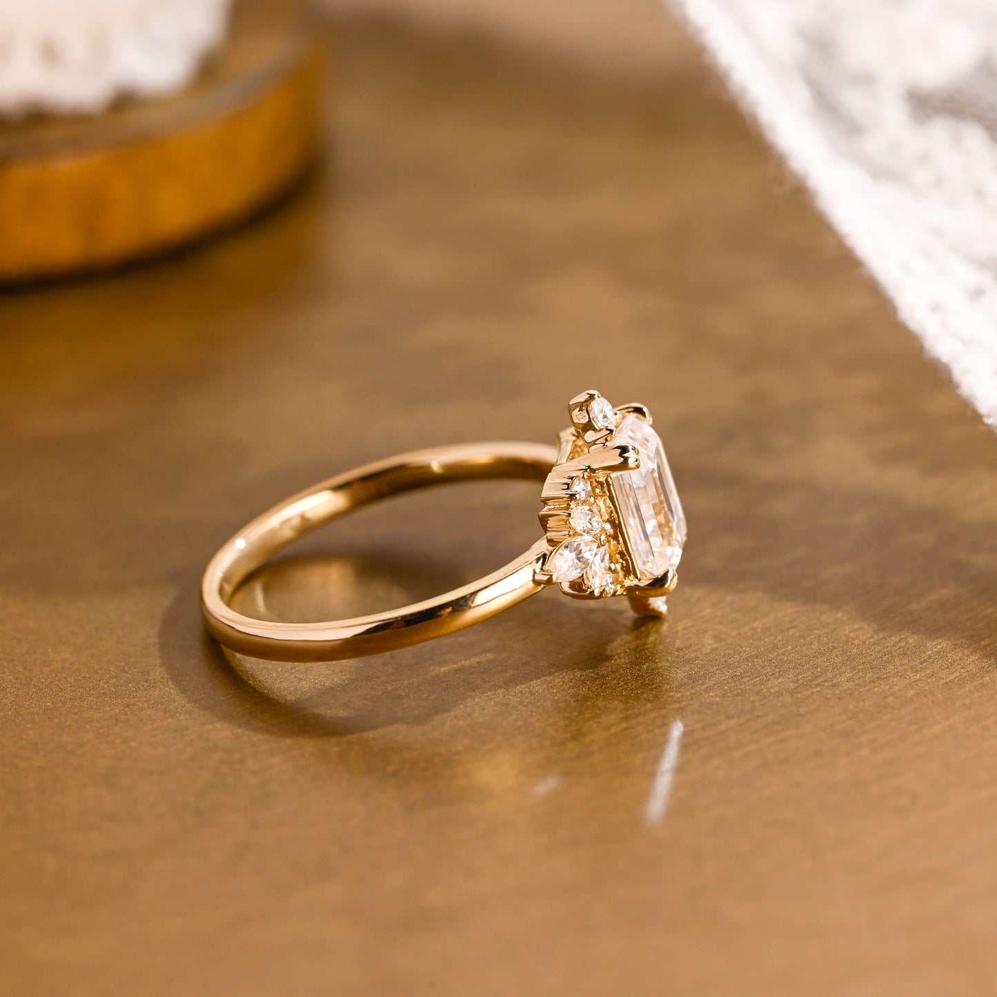 2 CT Emerald Pave Moissanite Engagement Ring