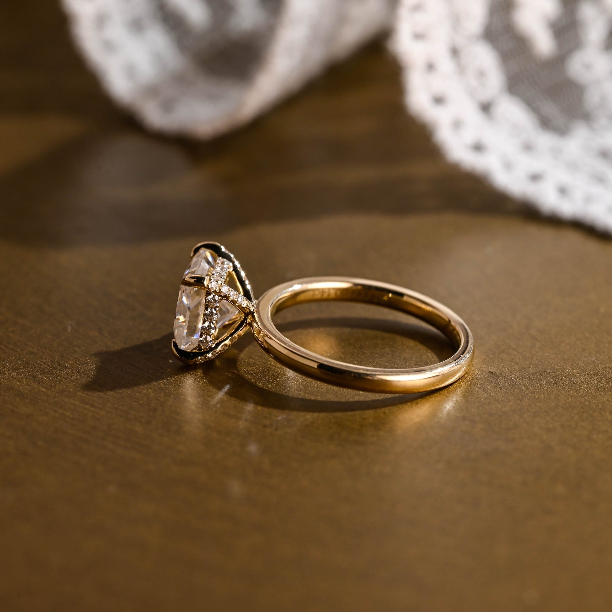 2 CT Emerald Pave Moissanite Engagement Ring