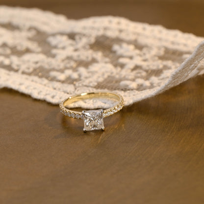 2 CT Emerald Pave Moissanite Engagement Ring