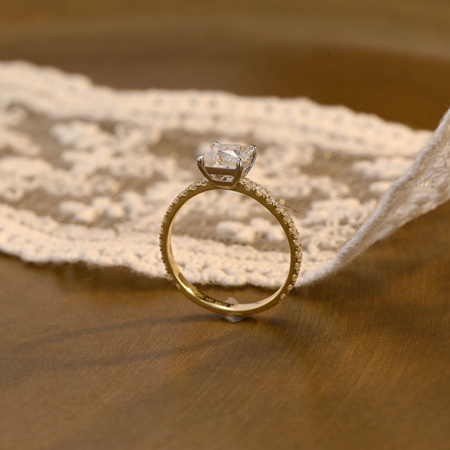2 CT Emerald Pave Moissanite Engagement Ring