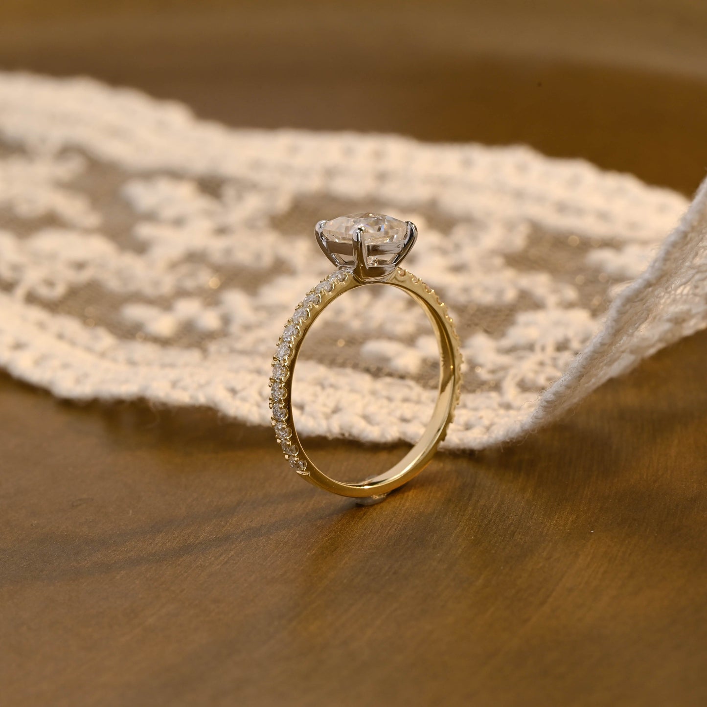 2 CT Emerald Pave Moissanite Engagement Ring