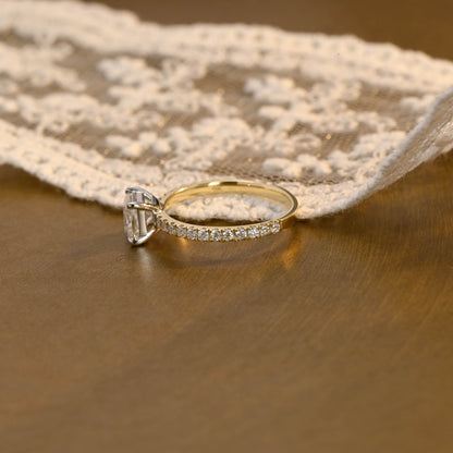 2 CT Emerald Pave Moissanite Engagement Ring