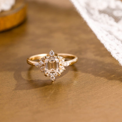 2 CT Emerald Pave Moissanite Engagement Ring