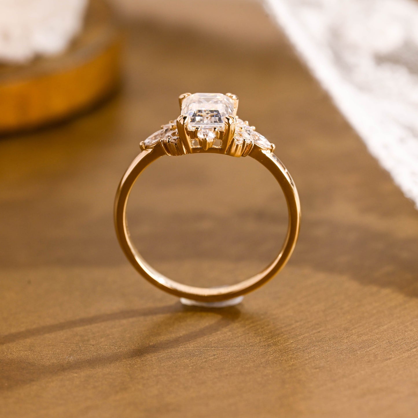 2 CT Emerald Pave Moissanite Engagement Ring