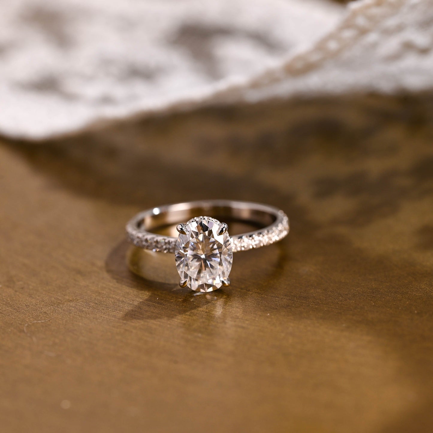 2 CT Emerald Pave Moissanite Engagement Ring