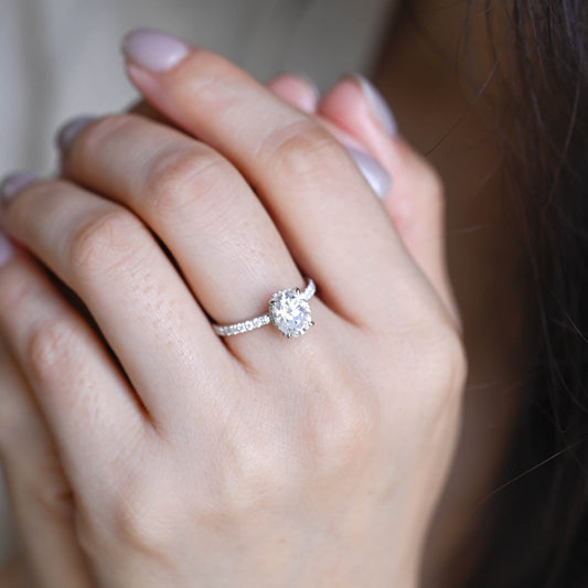 2 CT Emerald Pave Moissanite Engagement Ring