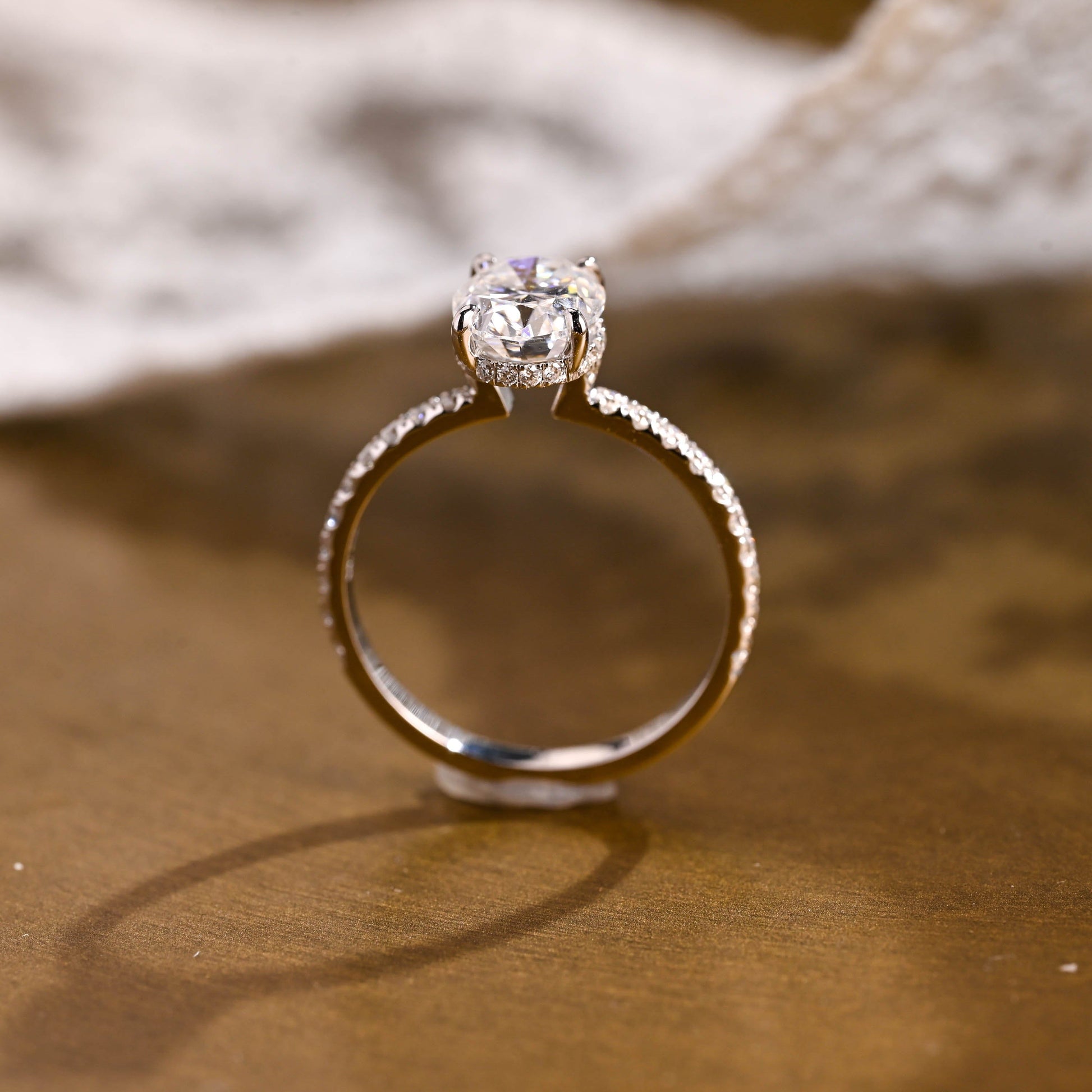2 CT Emerald Pave Moissanite Engagement Ring