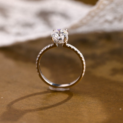 2 CT Emerald Pave Moissanite Engagement Ring