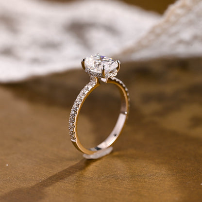 2 CT Emerald Pave Moissanite Engagement Ring