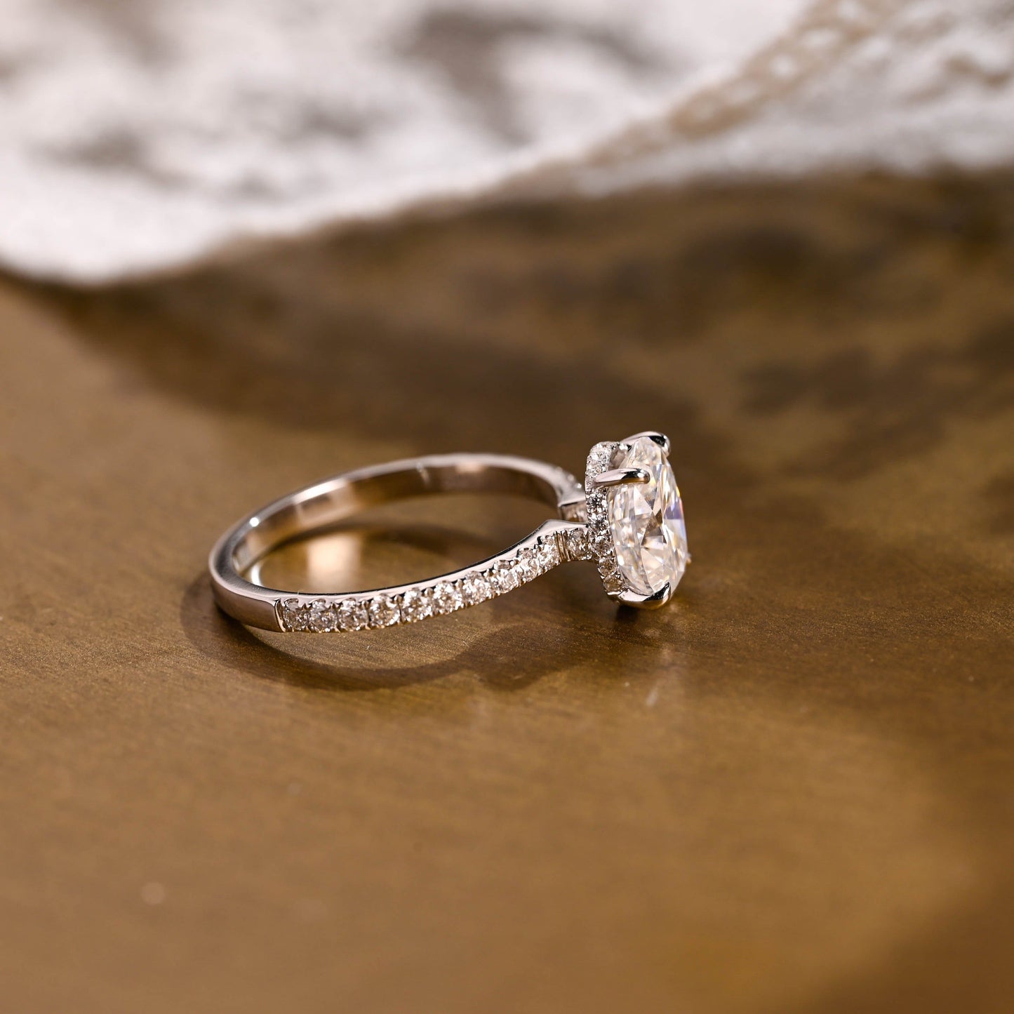 2 CT Emerald Pave Moissanite Engagement Ring