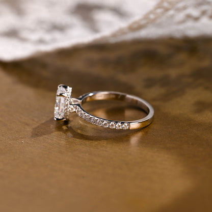 2 CT Emerald Pave Moissanite Engagement Ring