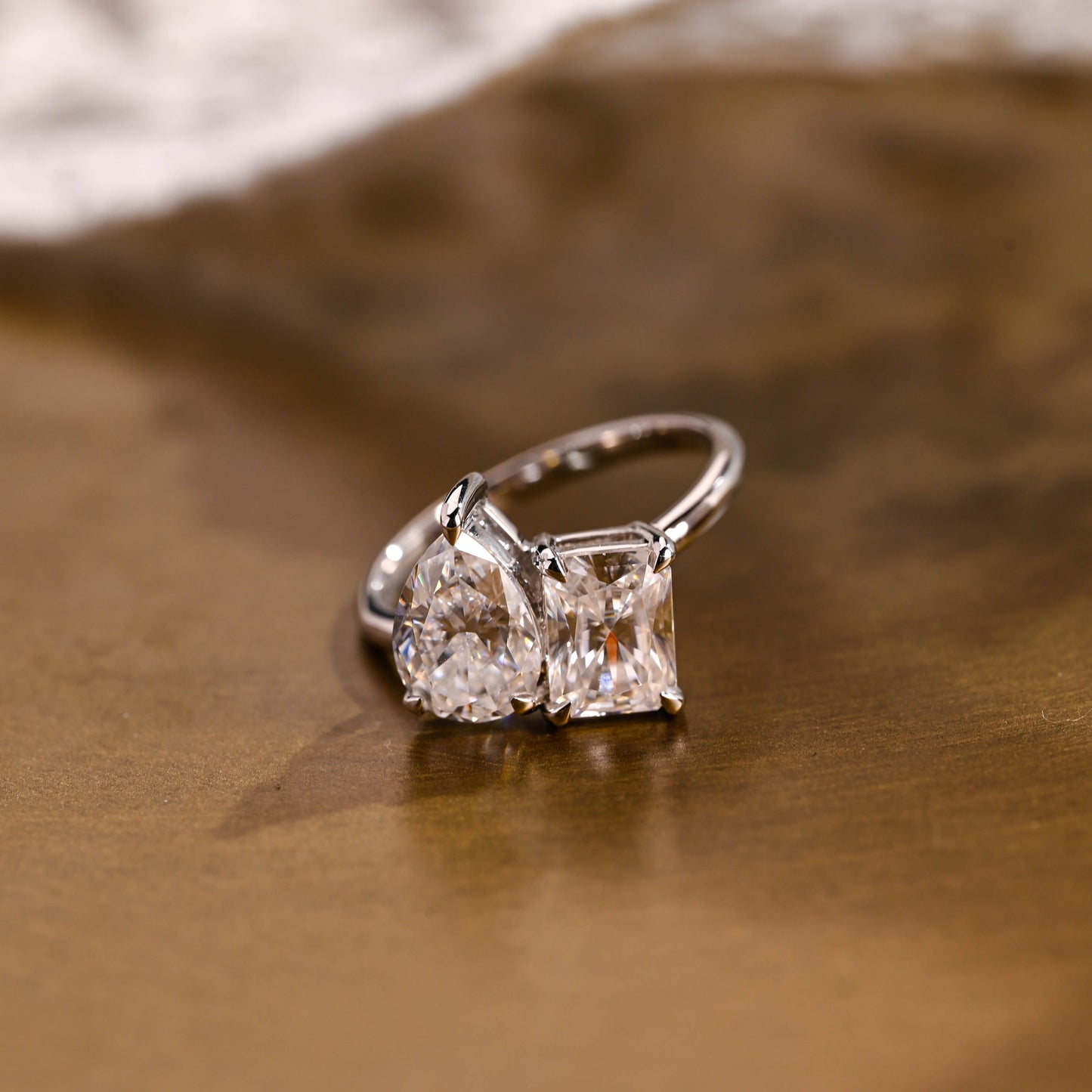 2 CT Emerald Pave Moissanite Engagement Ring