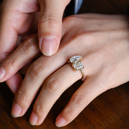 2 CT Emerald Pave Moissanite Engagement Ring