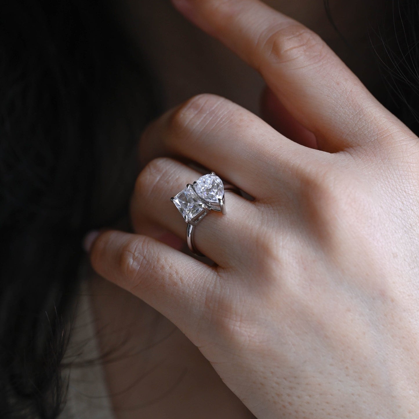 2 CT Emerald Pave Moissanite Engagement Ring