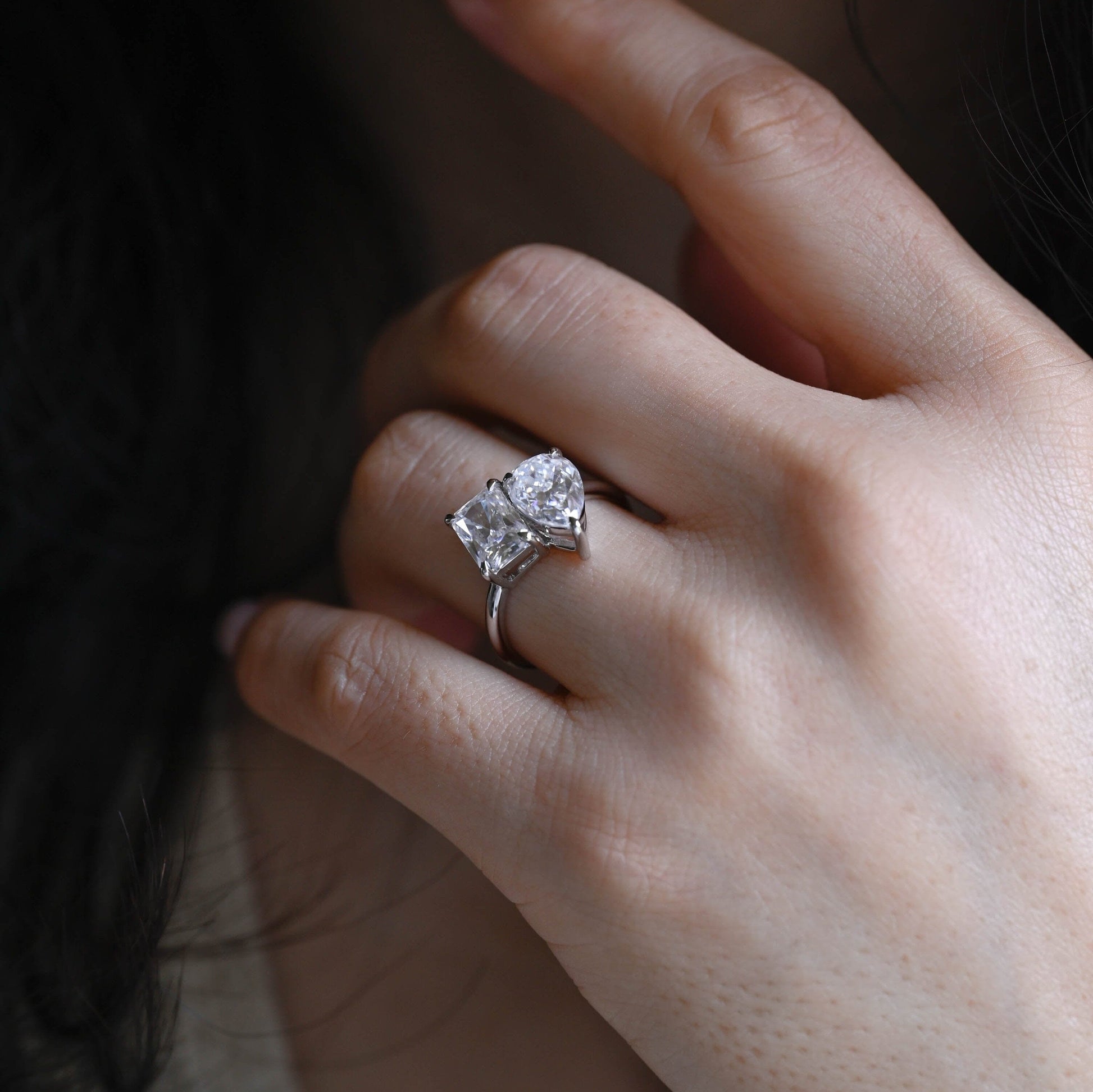 2 CT Emerald Pave Moissanite Engagement Ring