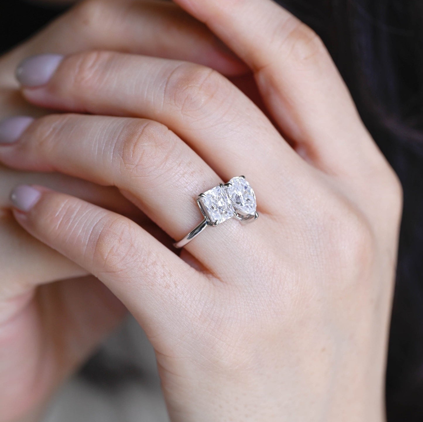 2 CT Emerald Pave Moissanite Engagement Ring