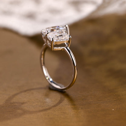 2 CT Emerald Pave Moissanite Engagement Ring