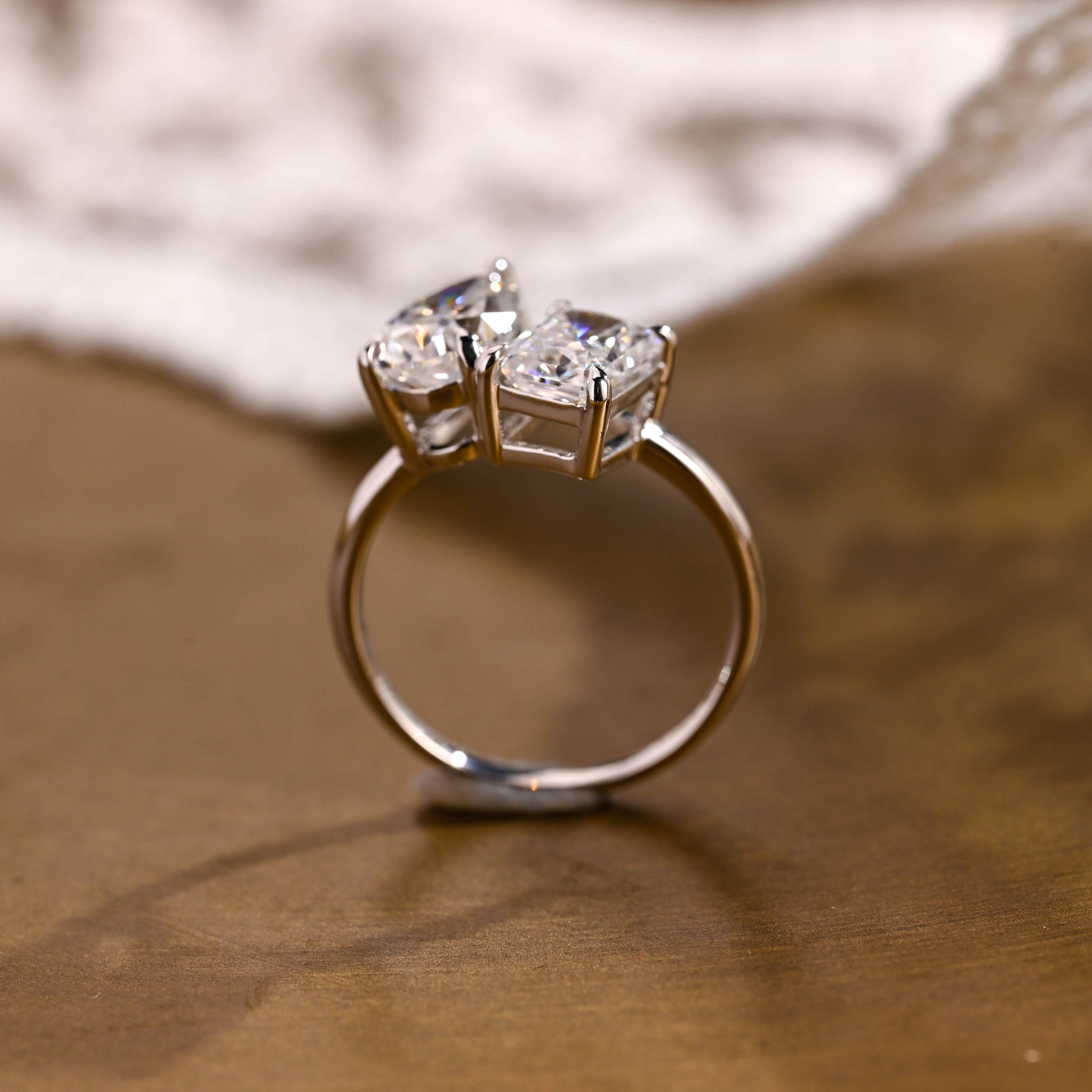 2 CT Emerald Pave Moissanite Engagement Ring