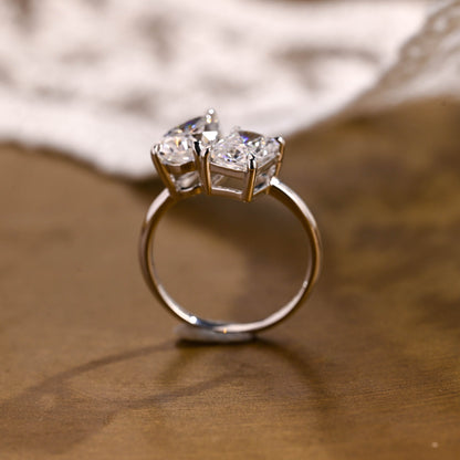 2 CT Emerald Pave Moissanite Engagement Ring