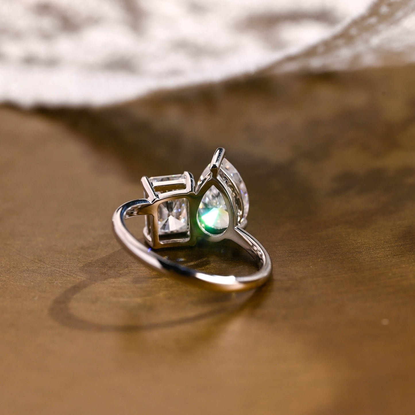 2 CT Emerald Pave Moissanite Engagement Ring