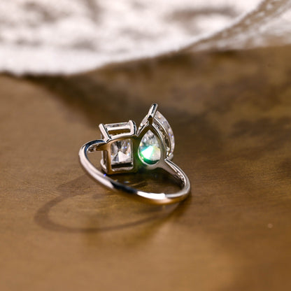 2 CT Emerald Pave Moissanite Engagement Ring