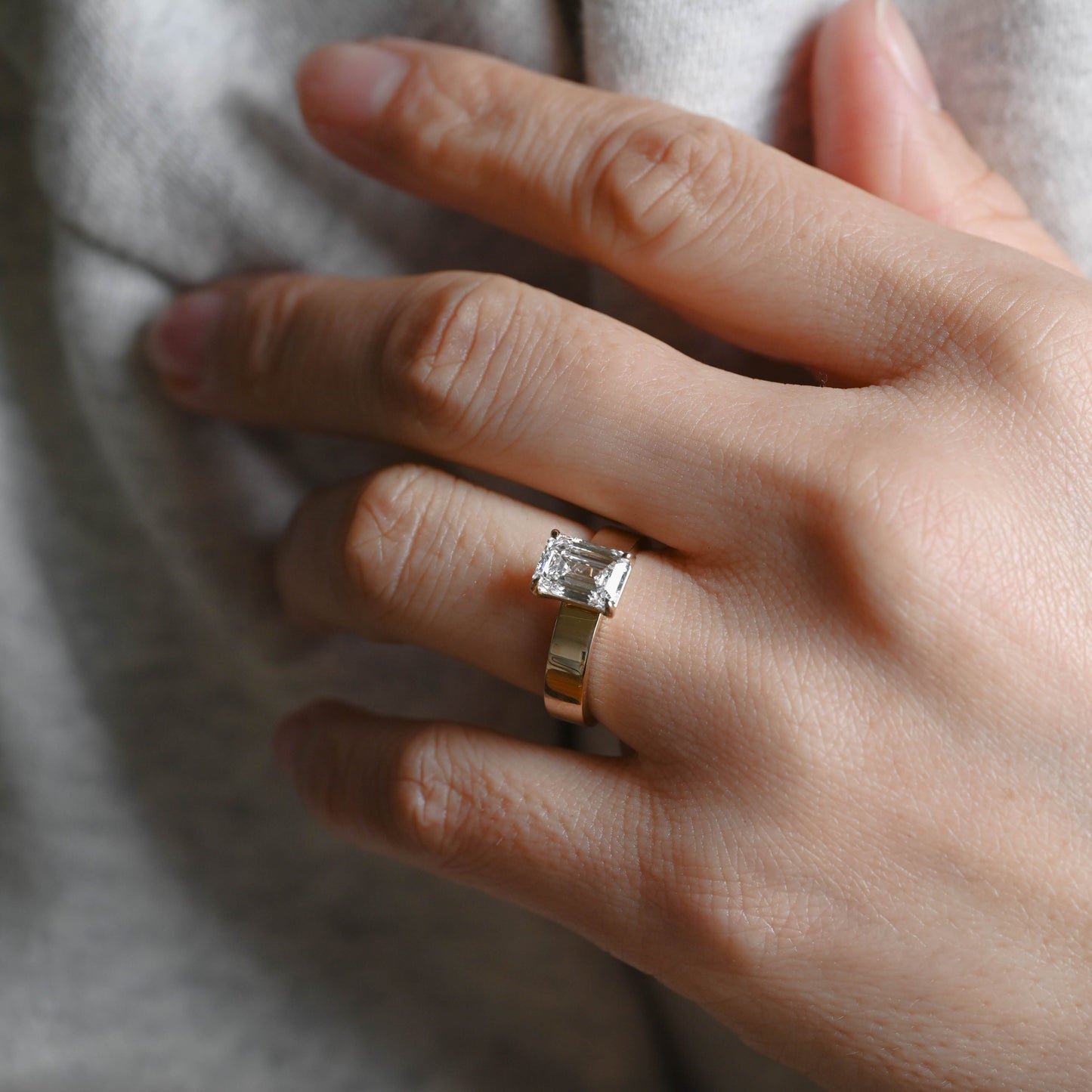 2 CT Emerald Pave Moissanite Engagement Ring