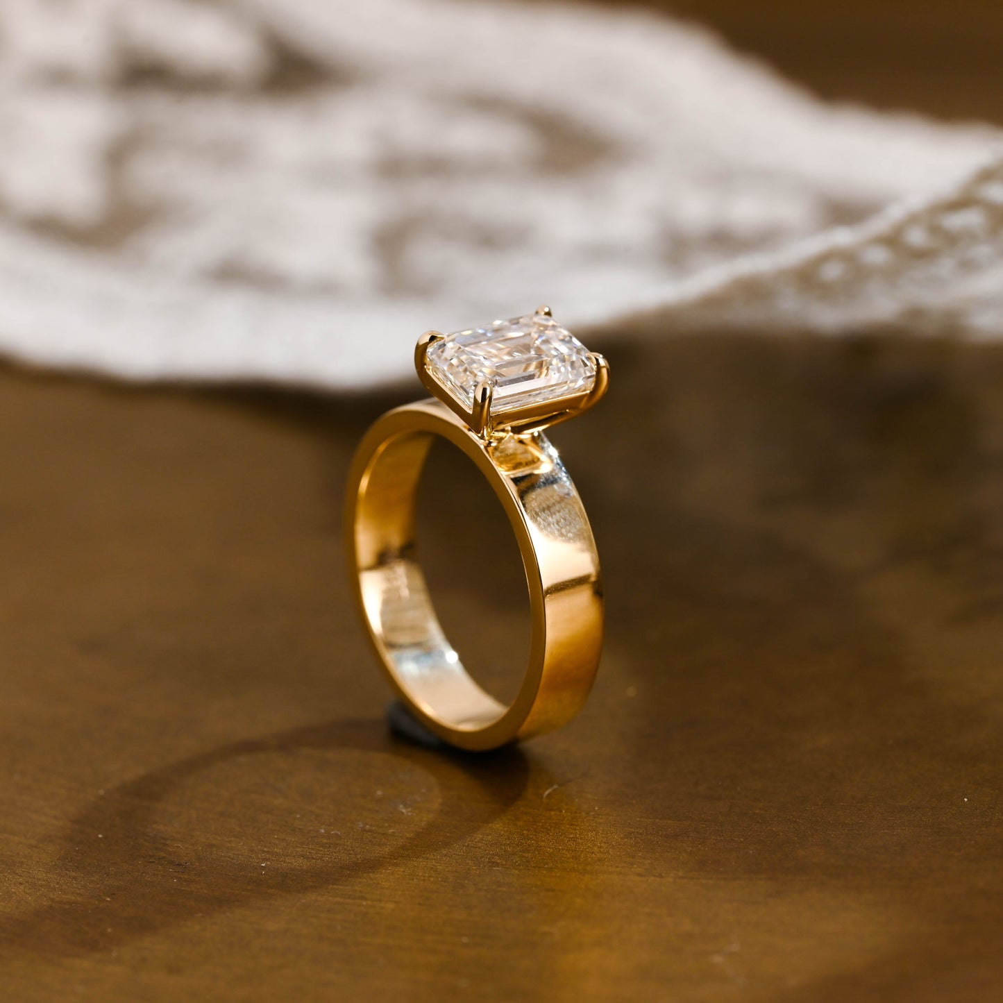 2 CT Emerald Pave Moissanite Engagement Ring