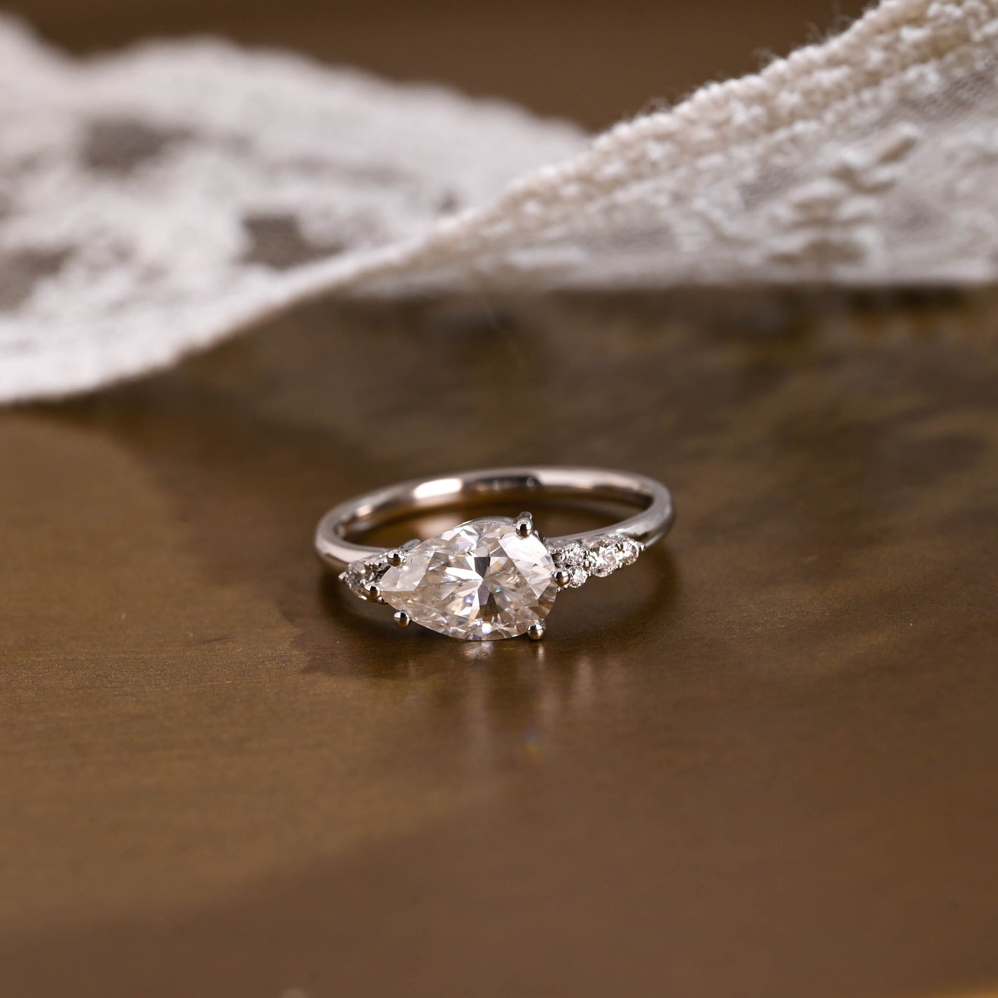 2 CT Emerald Pave Moissanite Engagement Ring