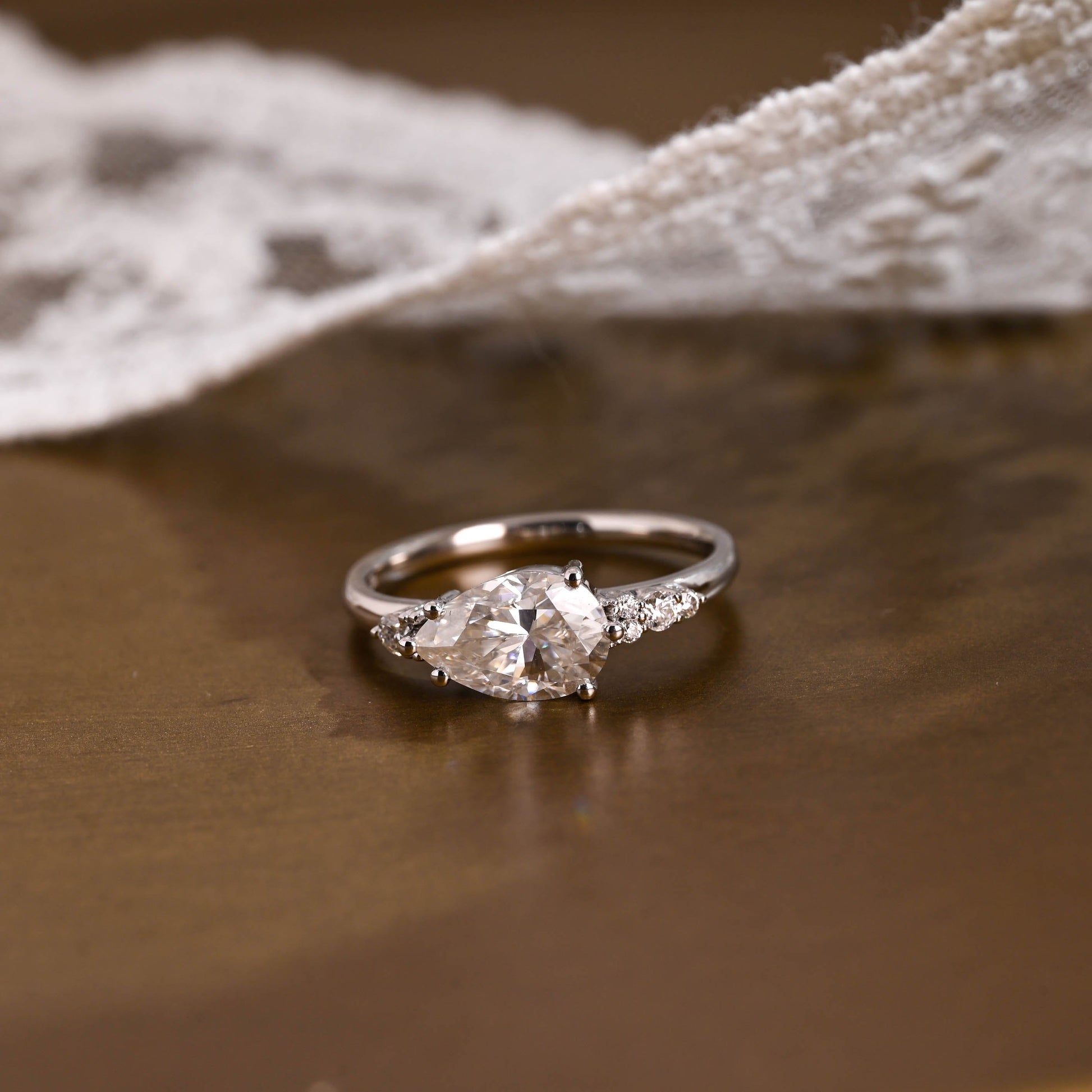 2 CT Emerald Pave Moissanite Engagement Ring