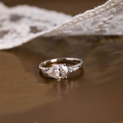 2 CT Emerald Pave Moissanite Engagement Ring