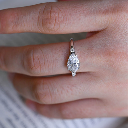 2 CT Emerald Pave Moissanite Engagement Ring