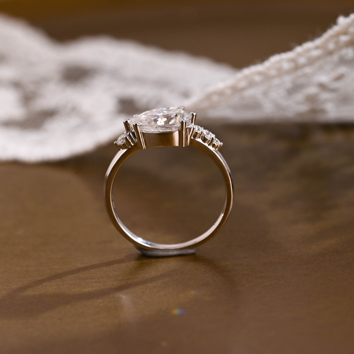 2 CT Emerald Pave Moissanite Engagement Ring