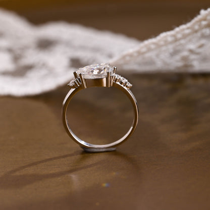 2 CT Emerald Pave Moissanite Engagement Ring