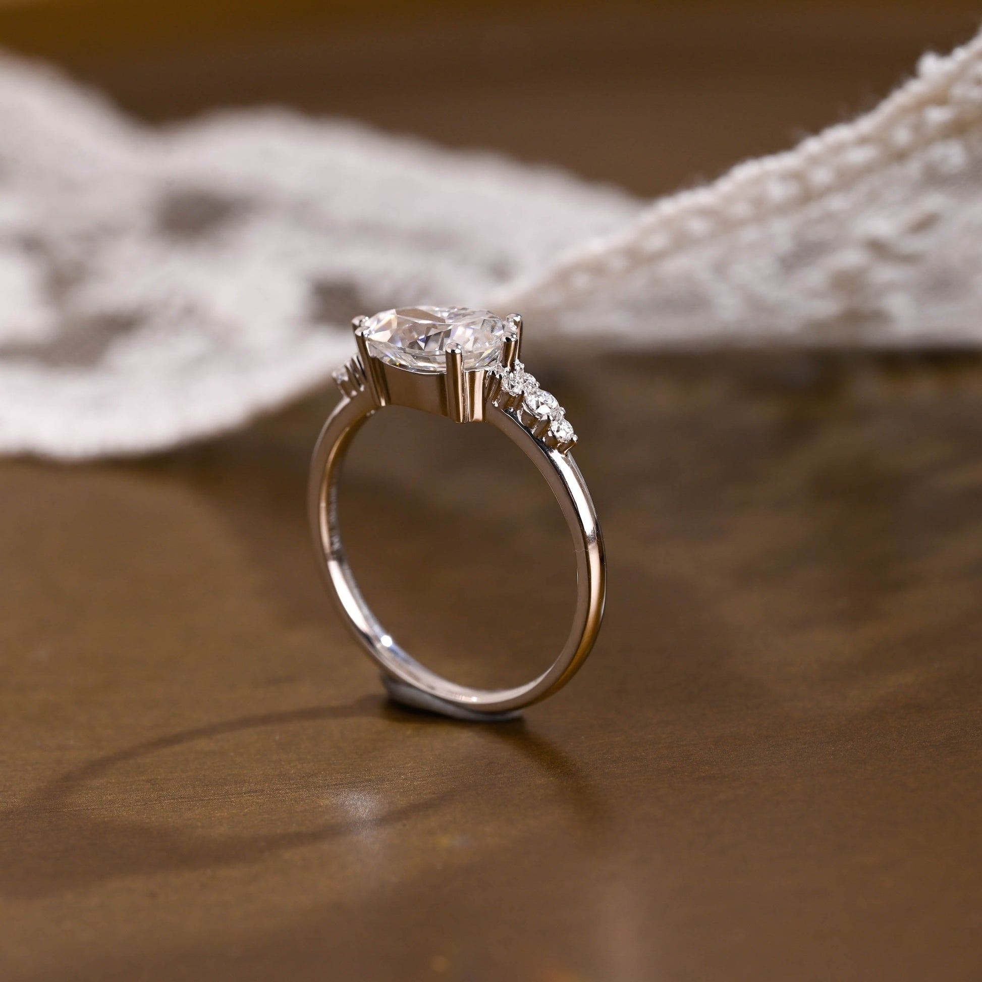 2 CT Emerald Pave Moissanite Engagement Ring