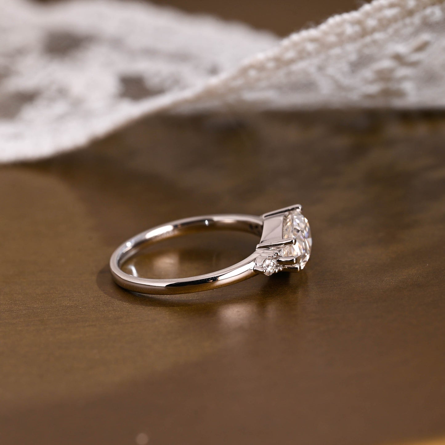 2 CT Emerald Pave Moissanite Engagement Ring