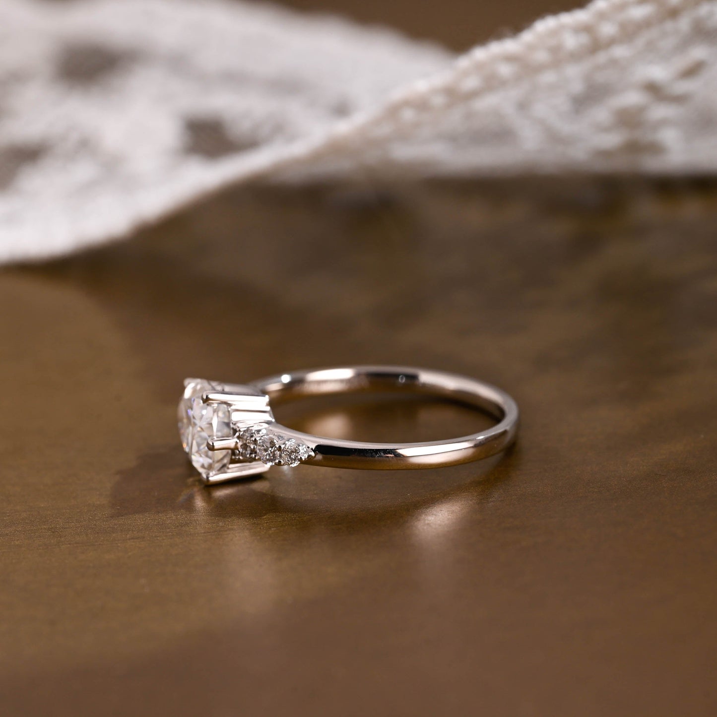 2 CT Emerald Pave Moissanite Engagement Ring