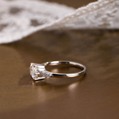 2 CT Emerald Pave Moissanite Engagement Ring