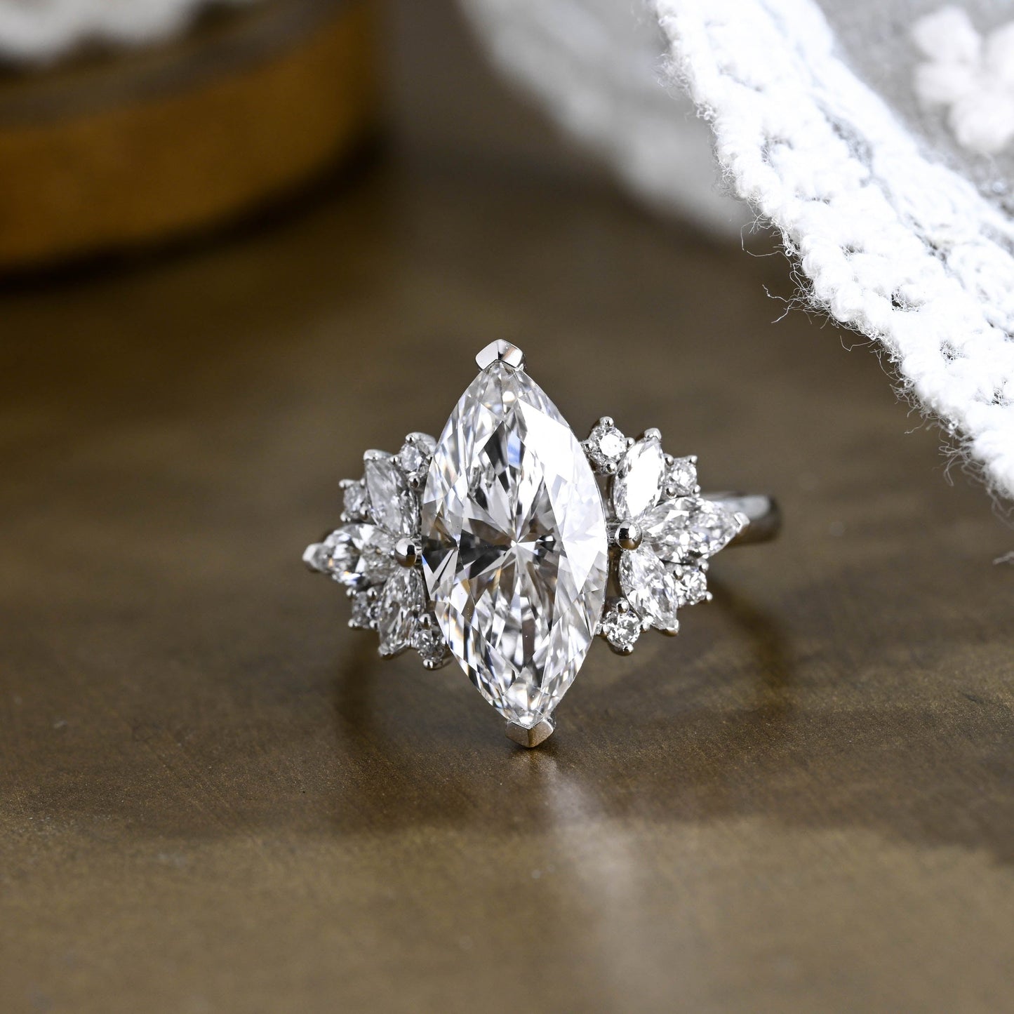 2 CT Emerald Pave Moissanite Engagement Ring