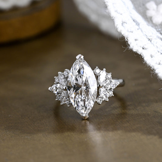 2 CT Emerald Pave Moissanite Engagement Ring
