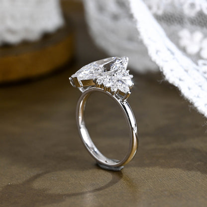 2 CT Emerald Pave Moissanite Engagement Ring