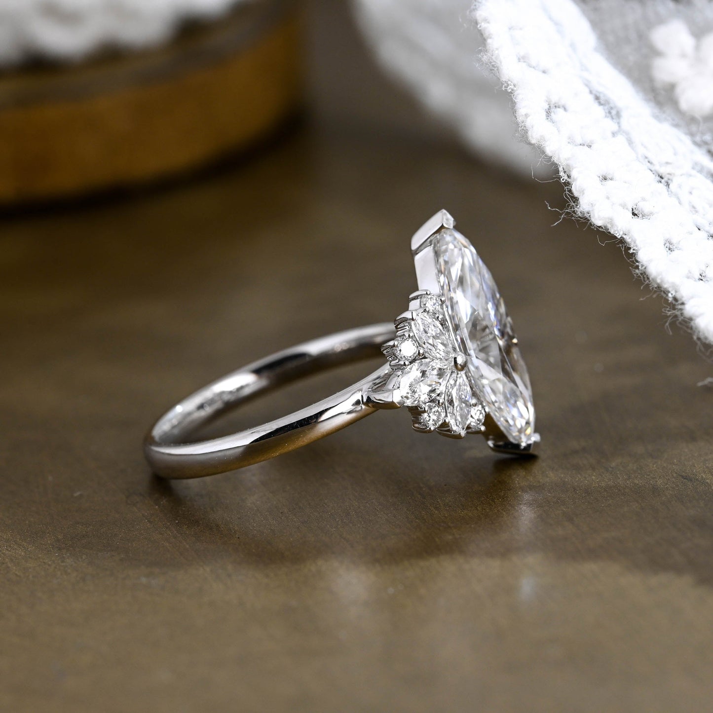 2 CT Emerald Pave Moissanite Engagement Ring