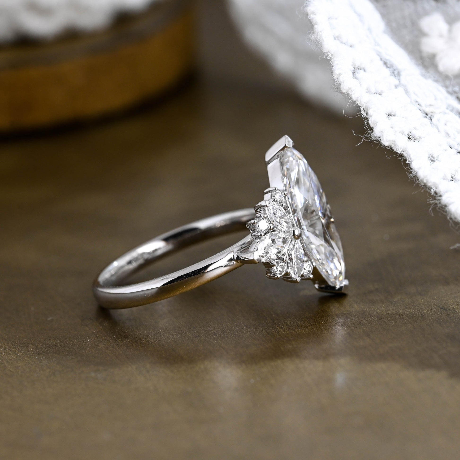 2 CT Emerald Pave Moissanite Engagement Ring