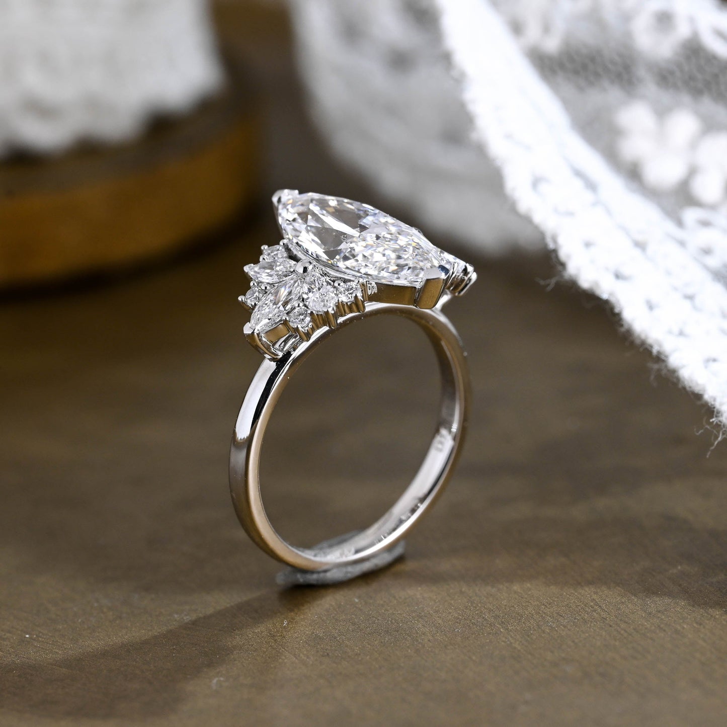 2 CT Emerald Pave Moissanite Engagement Ring